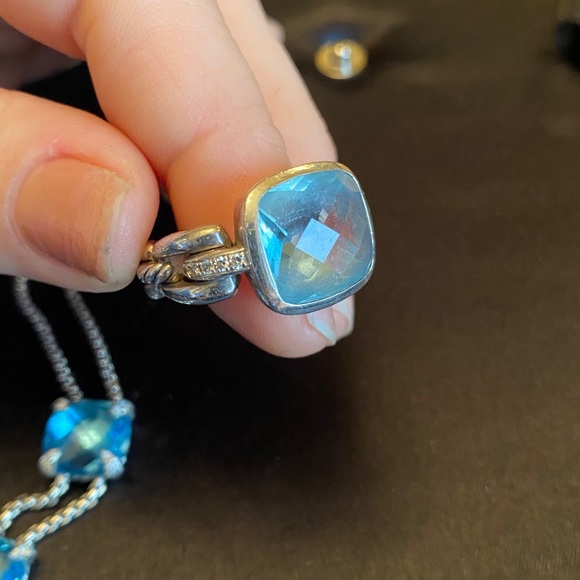 David Yurman Wellesley Blue Topaz Ring - Picture 2 of 4